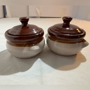 Vintage Style Brown & Cream Ceramic Sugar and Creamer Set